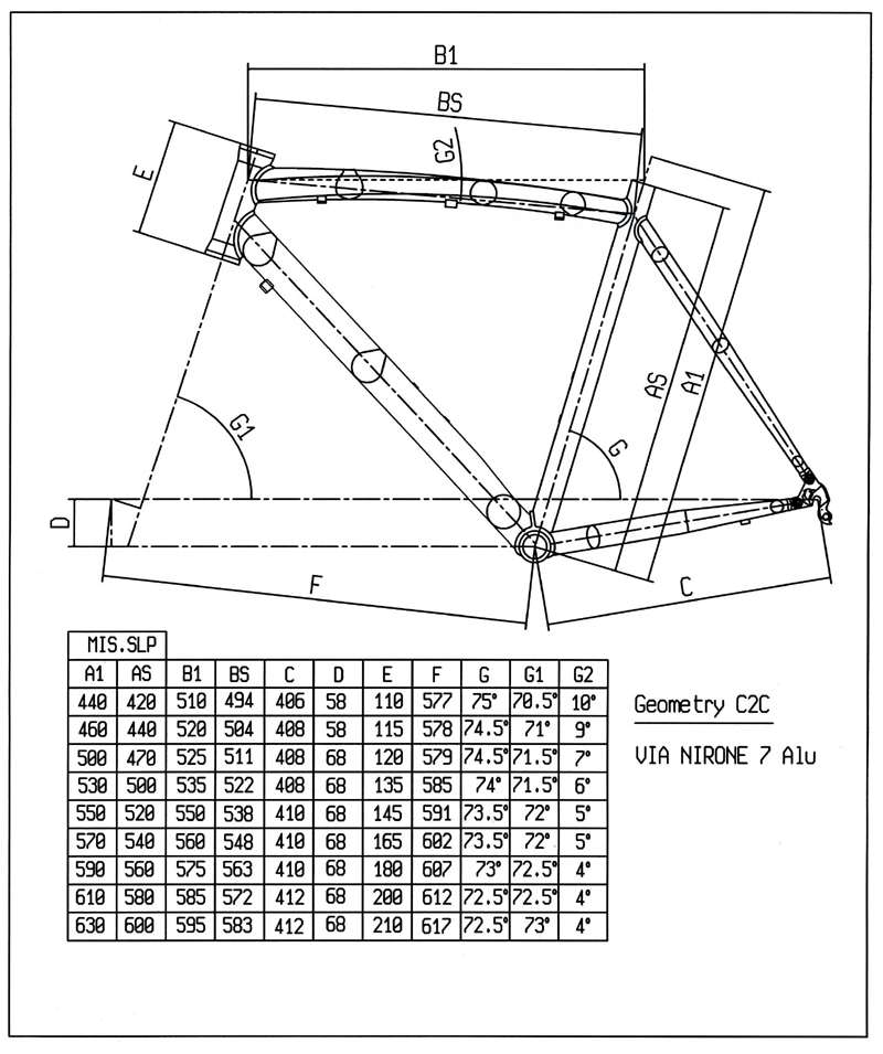 Bianchi nirone 7 store size chart